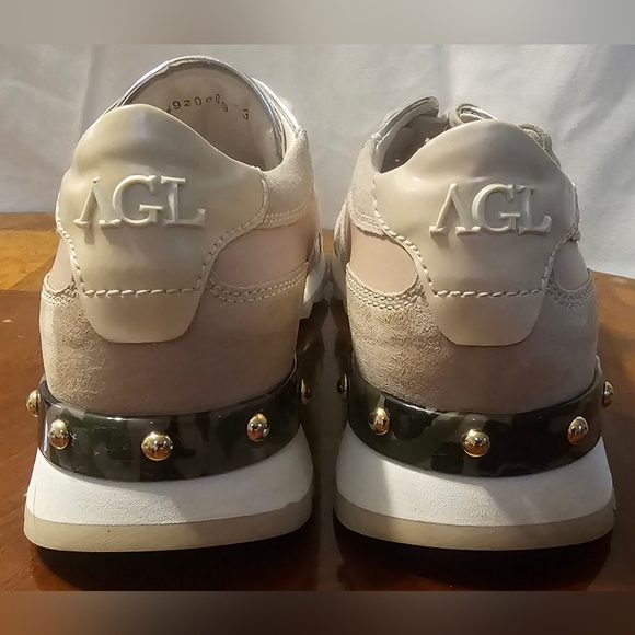 Attilio Giusti Leombruni Studded Leather Razor Sneakers Pink/Tan/Gold/Camo SZ 7 - Picture 2 of 7